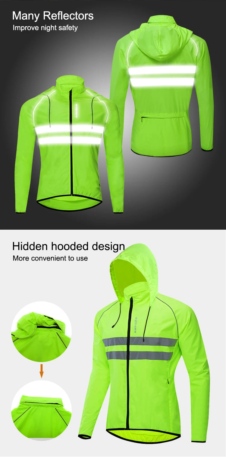 WOSAWE Men’s Packable Reflective Windproof Cycling Jacket